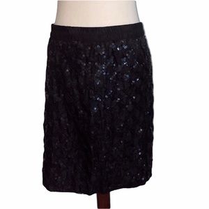 Vintage TINA Silk Sequins Black Mini Skirt - M